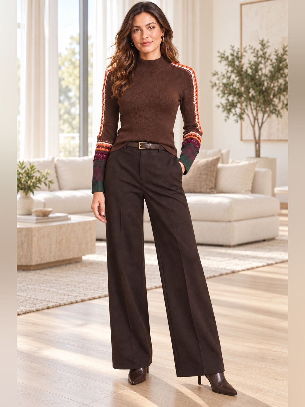 Free People Switch It Up Thermal Top Long Sleeve Knit Patterned Size M